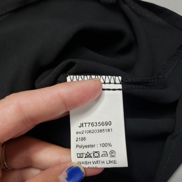 shein sheer basic black key hole short sleeve tshirt women's size M - Picture 5 of 8